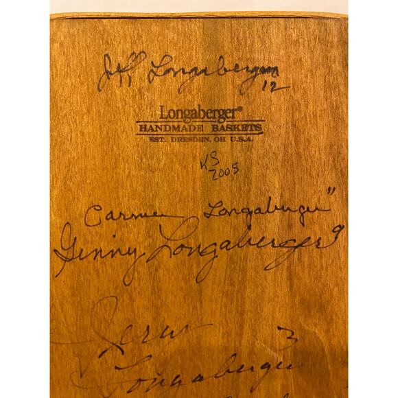 Longaberger Row Your Boat Basket+Plastic Protector SIGNED by 6 FAMILY members - Picture 9 of 14
